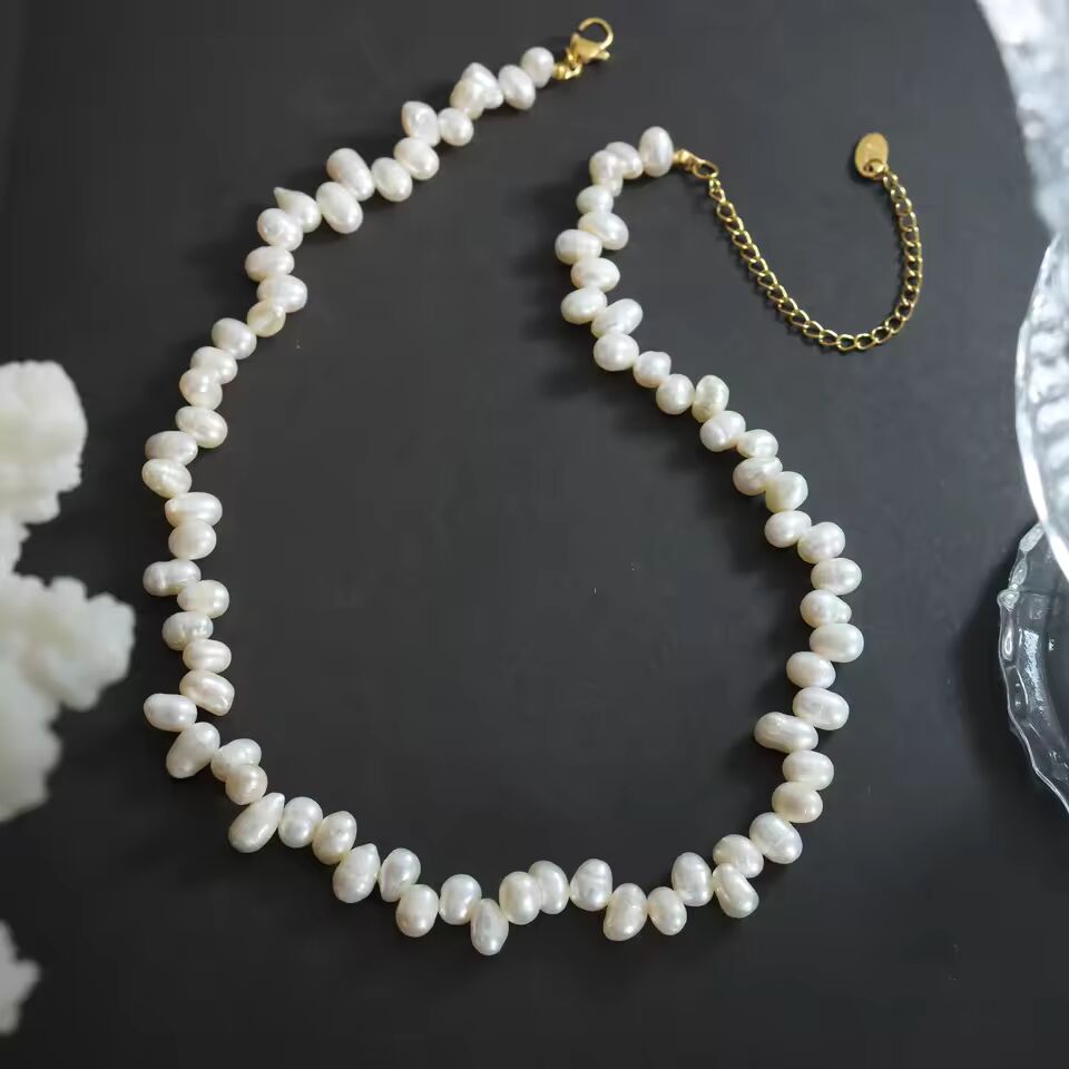 Nivora Baroque Irregular Freshwater Pearls Necklace For Women Elegant Handmade Strand Beaded Choker Wedding Engagement Jewelry