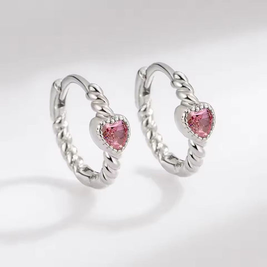 Lihong New S925 sterling silver earrings love pink zircon earrings for women fashion jewelry gifts