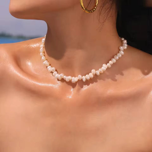 Nivora Baroque Irregular Freshwater Pearls Necklace For Women Elegant Handmade Strand Beaded Choker Wedding Engagement Jewelry