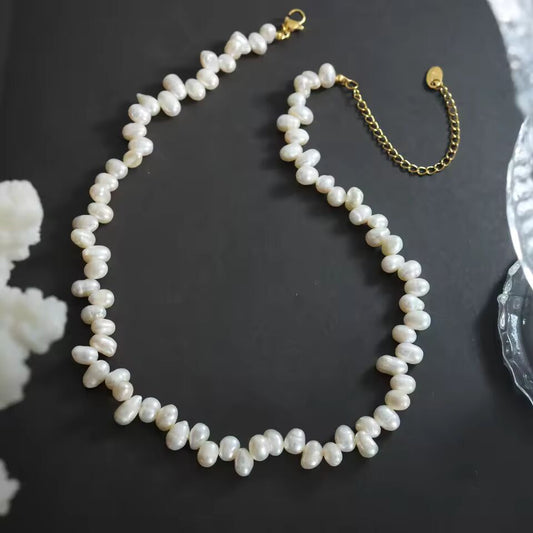 Nivora Baroque Irregular Freshwater Pearls Necklace For Women Elegant Handmade Strand Beaded Choker Wedding Engagement Jewelry