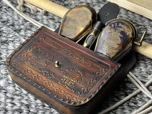Brass Binocular With Leather Case
